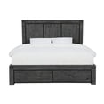 thumbnail image 3 of Pim Solid Wood Plank Panel Platform Queen Bed with Storage Brushed Gray, 3 of 5