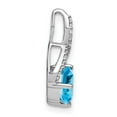 thumbnail image 2 of Auriga 14k White Gold Cushion Blue Topaz and Diamond Pendant for Women (L-18.5mm, W-9.2mm), 2 of 6