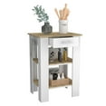 thumbnail image 5 of Treevol Furniture, Kitchen Island 23 Inches Dozza with Single Drawer and Two-Tier Shelves, White / Light Oak Finish, 5 of 8