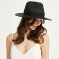 thumbnail image 3 of Sombrero de paja para mujer, sombreros de playa, sombrero de verano para el sol, sombrero Fedora de ala ancha tipo Panamá, UPF50+, 3 of 5
