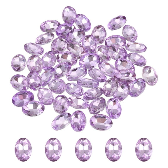 Uxcell 100Pcs Oval Pointed Back Rhinestone, 10 x 14 mm Oval Faceted Glass Rhinestone Gems Pointed Back Faceted Glass Beads for Jewelry Making DIY Crafts Shoes Crystal, Purple