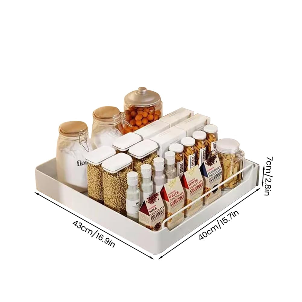 Pull-Out Sliding Cabinet Organizer – Stainless Steel Extendable Drawer with Drill-Free Ultra Adhesive Install,  Easy Under Drain or Pantry Storage for Kitchen, Bathroom