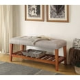 thumbnail image 5 of Xukmct Padded Seat Bench with Bottom Shelf, Upholstered Fabric Bench for Living Room, Bedroom, Light Gray, 5 of 8