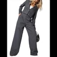 thumbnail image 2 of Conjuntos de 2 Piezas para Mujer: Blazer Elegante, Chaqueta, Pantalón Recto de Cintura Alta, Conjunto Informal de Negocios. Gris Oscuro S, 2 of 10