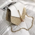 thumbnail image 3 of Paja en Forma Hexágono + Bolsos Hombro PU Bolsos Con Asa Superior para Mujeres Playa (Blanco), 3 of 9