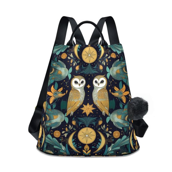 FORMRS Women's Travel Backpack Purse Anti-Theft Hidden Pockets Casual Shoulder Bag, Brown Mystical Owls