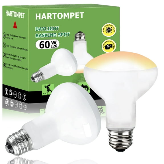 HARTOMPET 60W E26 Reptile Heat Lamp Bulbs, R63 Upgraded Daylight Heat Bulb for Pet Amphibian