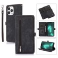 thumbnail image 1 of For Iphone 15 Pro Zipper Card Slot Buckle Wallet Leather Phone Case(Black),iPhone 16 Plus, 1 of 6