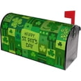 thumbnail image 3 of St. Patrick''s Day Green Plaid Clover Mailbox Magnetic Post Mailbox Cover Garden Decor Outdoor Large 25.5" X 21", 3 of 6