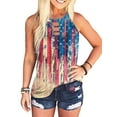 thumbnail image 1 of FASHIONWT Women Frayed Striped Star Print Cami Tops Independence Day Halter Tank, 1 of 4