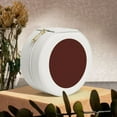 thumbnail image 6 of Yiaed Brown Print Travel Jewelry Case Bridesmaid Gift Boxes Jewelry Travel Organizer Small Round Jewelry Box Mini Storage-White, 6 of 7