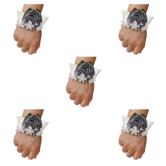 Advancent elástica única con materiales para ocasiones especiales Ramillete de muñeca de rosa satinada hecho a mano N19 gris oscuro Type2 NO2
