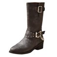 thumbnail image 1 of B91xZ Women's Winter Fashion Boots Chunky Heel Pointed Toe Slouch Riding Boots,Black 7, 1 of 5