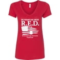thumbnail image 3 of Inktastic On Fridays We Wear R.e.d. Military Support Women's V-Neck T-Shirt, 3 of 5