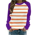 thumbnail image 4 of Erwazi Women's Stripe Sweatshirt Crewneck Long Sleeve Pullover Casual Tops Comfy Trendy Outfits, 4 of 5