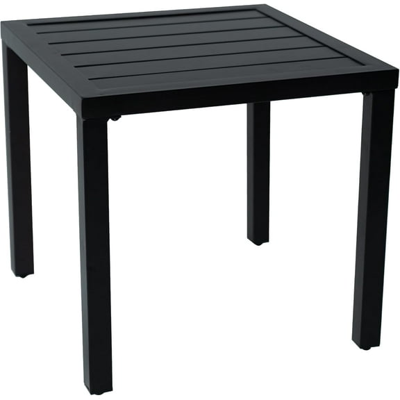 SLSRFD 18" Square Metal Coffee Table, Black Rustproof Steel Tabletop, Living Room Side Table, 50 Pounds Capacity, Table Only