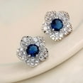 thumbnail image 4 of NUZYZ Earrings Flower Shape Design Alloy Rhinestones Inlaid Ear Studs for Women, 4 of 7