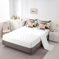 thumbnail image 5 of Castle Fairy Boho Tropical Leaf Twin Bedding Sets 7-Piece for Kids, Geometric Print Bedding Comforter Set for Bedroom, Green Pink, 5 of 7