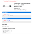 thumbnail image 2 of Axle Assembly - Compatible with 2006 Mercedes-Benz CLS500, 2 of 2