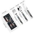 thumbnail image 2 of Zufioo Vintage American Deer Print Children's Knife, Fork and Spoon Three-Piece Set, Toddler Safety Cutlery with Outer Box Suitable for Home and Kindergarten Use, 2 of 8