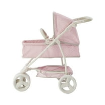 Olivia's Little World Polka Dots Princess 2-in-1 Metal & Polyester Baby Doll Stroller, Pink
