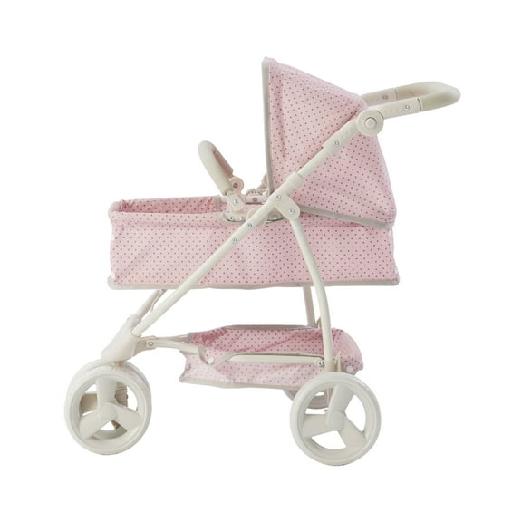 Olivia's Little World Polka Dots Princess 2-in-1 Metal & Polyester Baby Doll Stroller, Pink