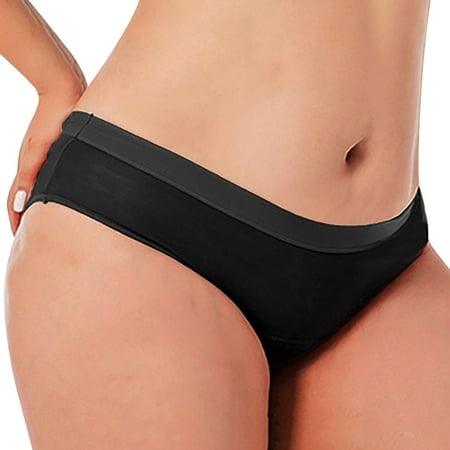 Alitao Period Underwear Cotton Underwear Womens Underwear Leak Proof Absorption Large Breathable Conservative Low Waist Fiber Physiological Pants Plus Size Underwear Panties for Women Black 6XL
