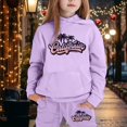 thumbnail image 2 of SUXIAN Children Long Sleeve City Place Name Hoodie Top Hoodie Pants Set Comfortable Clothing Set Light Purple 120, 2 of 4