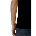 thumbnail image 2 of Camiseta infantil con frase divertida "Powered by Chicken Nuggets", cuello redondo informal, tejido de punto de poliéster ligeramente elástico, manga corta estampada, top de verano - Negro, 2 of 4