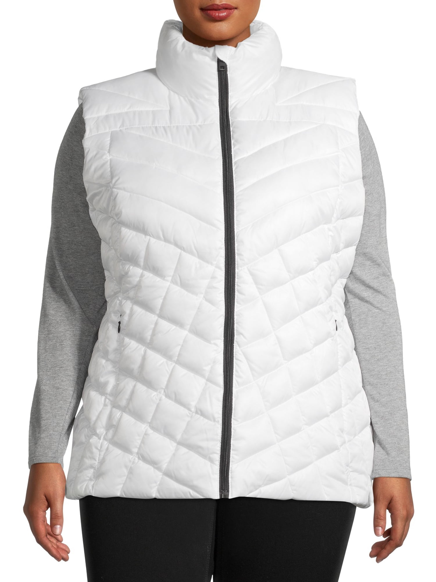 Big Chill Womens Plus Size Chevron Quilted Puffer Vest 
