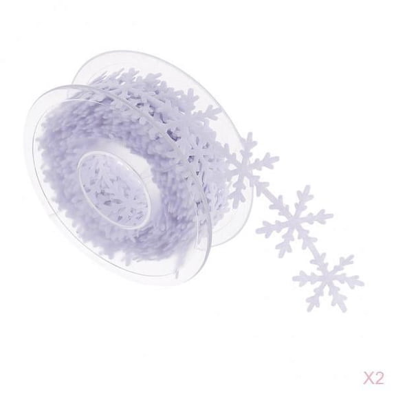 2 Rolls Artificial Vines Hanging Ribbon DIY Wreath White Snowflake Ribbon Home Decorative