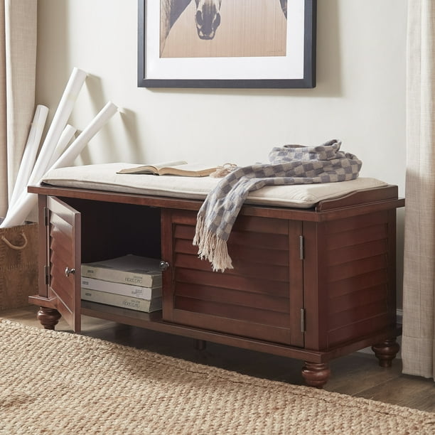 Weston Home Entryway Storage Bench with Cushion, Espresso