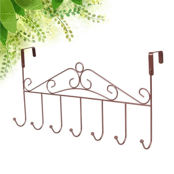WHAMVOX Masteelf Iron Hooks Over the Door Hook Storage Organizer Rack 1 Set Traceless Hooks for Bedroom Bathroom Living Room Bronze