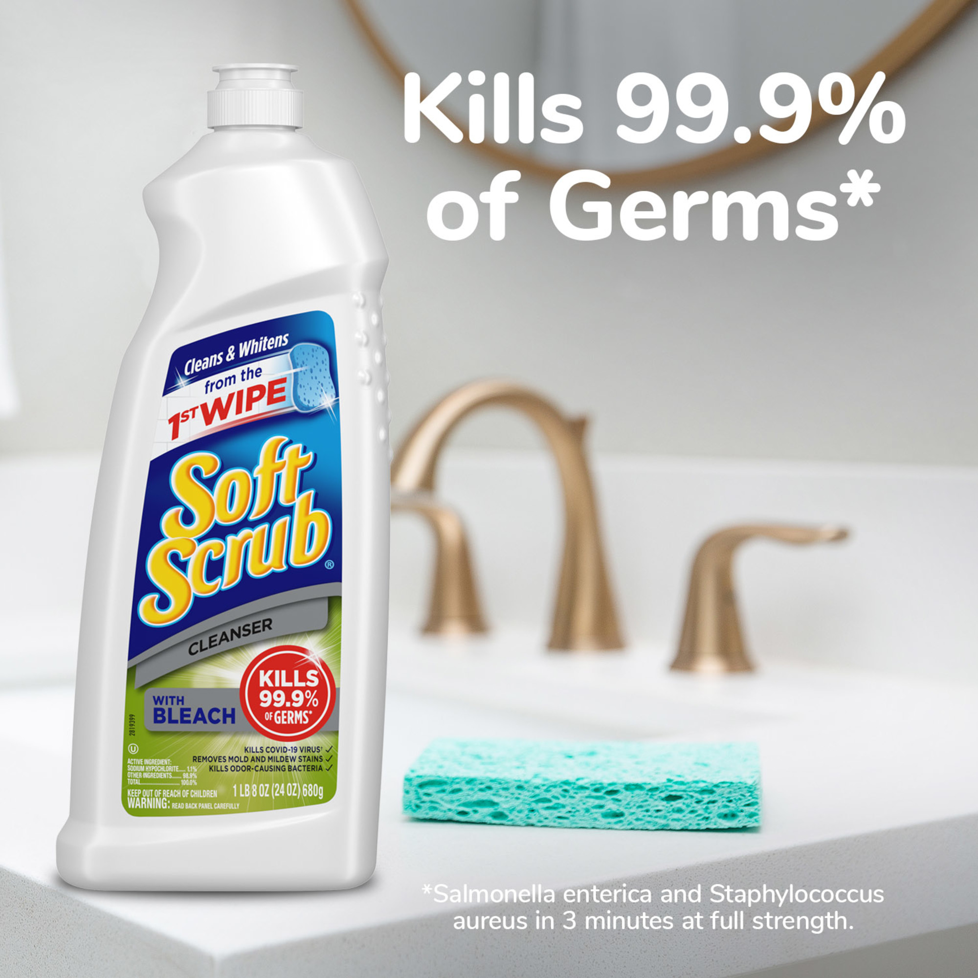 Soft Scrub Antibacterial Cleaner with Bleach Surface Cleanser, 24 Fluid