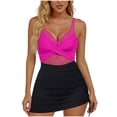 thumbnail image 4 of Antinious Women Solid V-Neck Swim Dress Lightweight Relaxed Breathable Soft Beach Fashion, 4 of 5