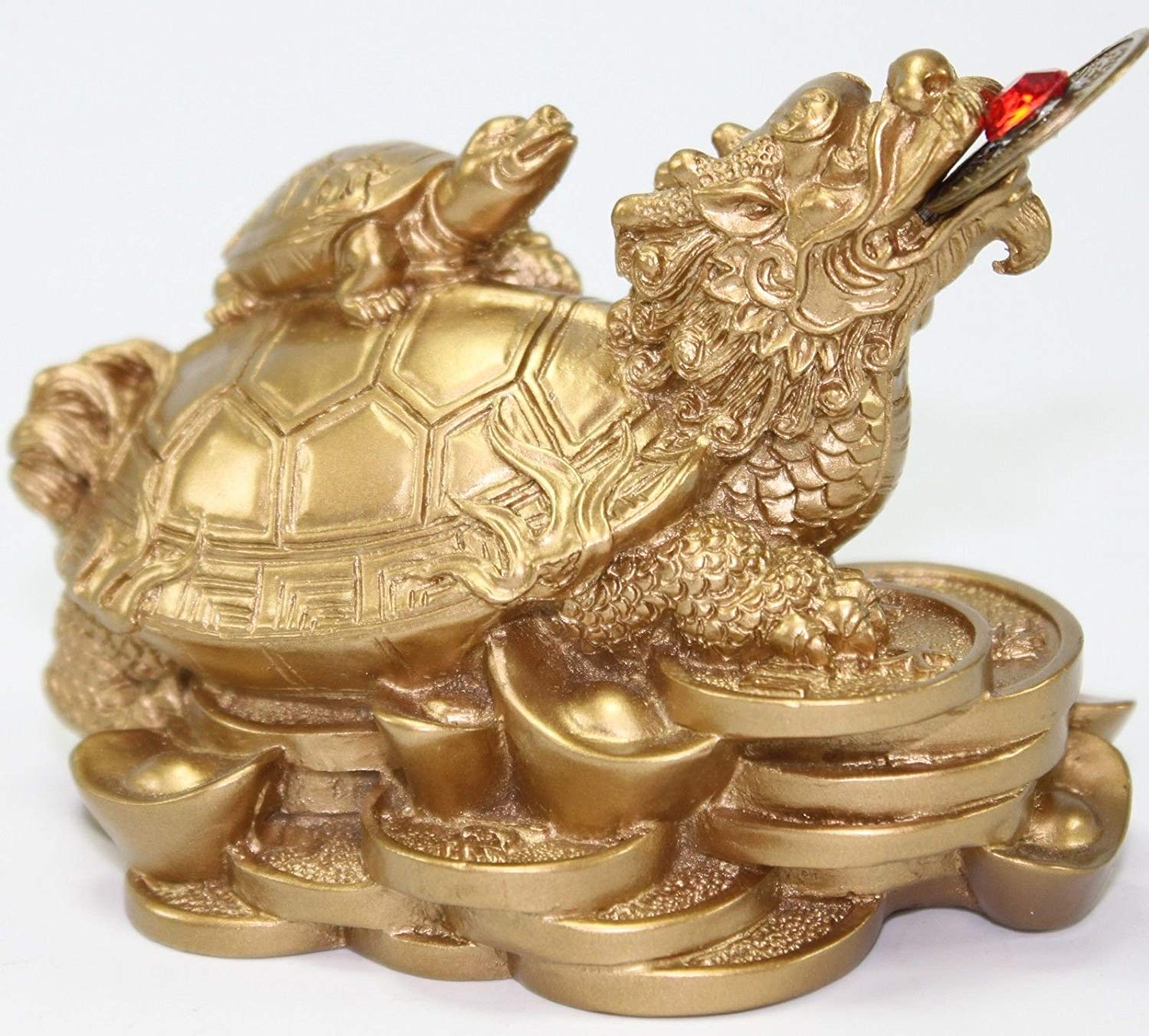 Set of 3 ~ Feng Shui Gold Money Frog (Toad) Dragon Turtle Piggy Lucky Home Decor Gift New