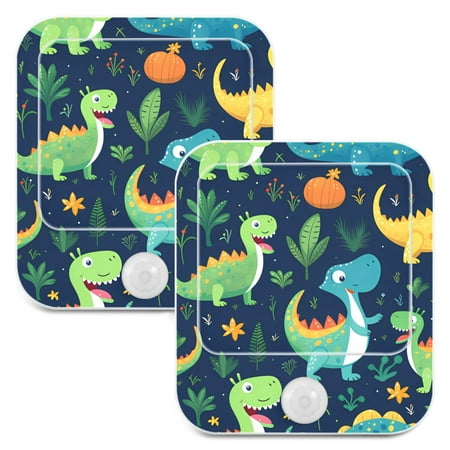 

Cute Cartoon Dinosaurs LED Motion Sensor Night Light Plug into Wall 2 Pack Auto Dusk to Dawn Adjustable