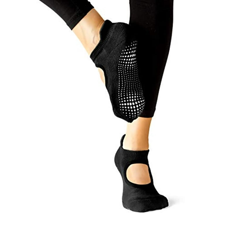 Buy SOUMIT Yoga Socks - Soft Cotton Toeless Socks, Anti-Slip Foot Grip with  Ankle Strap for Fitness Dance Pilates Ballet Barre Sport (One Size, Black)  Online at desertcartINDIA