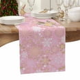 thumbnail image 3 of Christmas Table Runner Golden Snowflakes Table Runners Love Heart Pink Cotton Linen Dresser Scarf Kitchen Dining Table Decor for Christmas Holiday Party Decor 13x72 Inch, 3 of 9