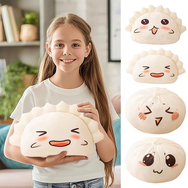 Almohada De Peluche Almohada de peluche de bollo y bola de masa hervida, cojín de comida de 1 pieza para decoración de sofá infantil, muñeco de peluche blando JASKFLY