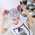 thumbnail image 2 of Gorro de ducha de dibujos animados para niños, bonito jersey de satén de doble capa para el hogar, gorro de ducha impermeable para niños y niñas, 2 of 5