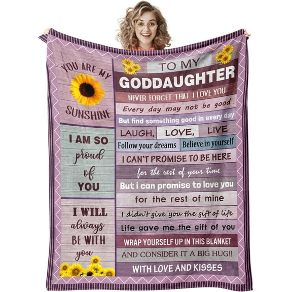 Goddaughter Gifts from Godmother Godfather Godparents, God Daughter Gift Blanket, Christian Christmas Baptism First 1st Communion Confirmation Gifts for Teen Girls Goddaughter Women Blanket