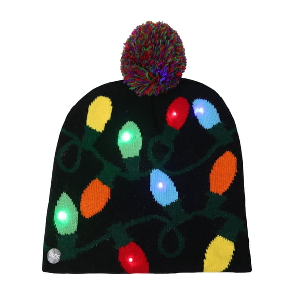 Gorros LED para niños Gorros de Navidad amigables con la piel Gorro de punto Decoraciones de Navidad Árbol de Papá Noel Sombrero de muñeco de Kits de decoración para fiestas Luces de colores Bearachild HA068326-04