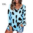 thumbnail image 2 of Haut pour Femme Imprimé à Manches Longues, Blouse Décontractée Imprimée à Col en V, Chandail Ample, Bleu Ciel, TTG, 2 of 3