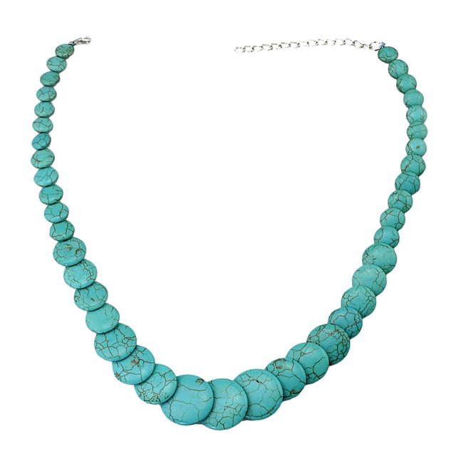 Joyería de Collar de Perlas Boho Retro Moda Tribal Plana Mujeres Turquesa Sunnimix Collar de perlas