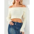 thumbnail image 5 of Rdhnmea Women's Long Sleeve Y2k Crop Tops Off Shoulder Slim Fit Casual Knit Going Out Shirts Tee Clothing Streetwear 2024, 5 of 9