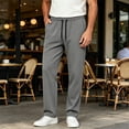thumbnail image 2 of Mens Big & Tall Casual Golf Pants Drawstring Elastic Waist Baggy Sweatpants Flat Front Slacks Lightweight Loose Fit Summer Beach Trousers Size M-5XL Dark Gray, 2 of 5
