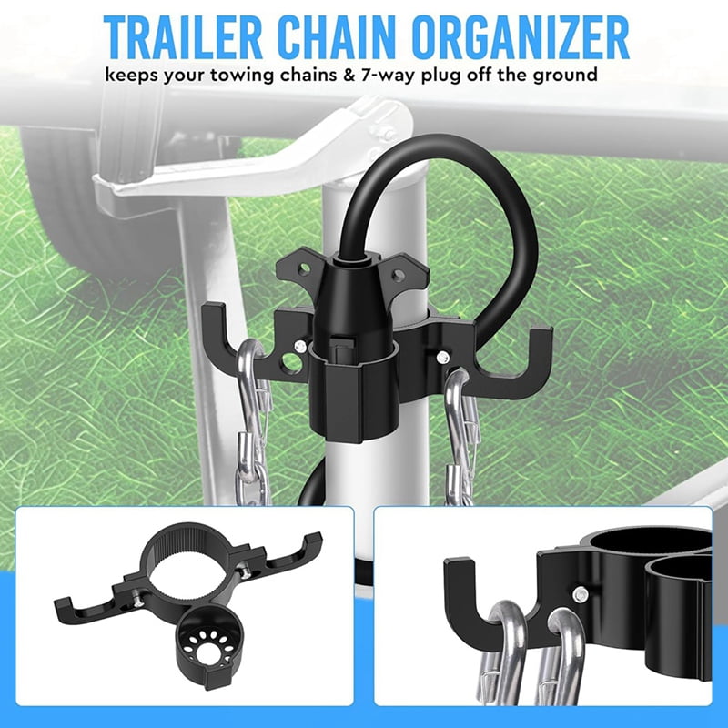 Trailer Towing Organizer 7 Way Plug Heavy Duty Trailer Chain Wire Harness Holder Anti-Rust RV Accessories