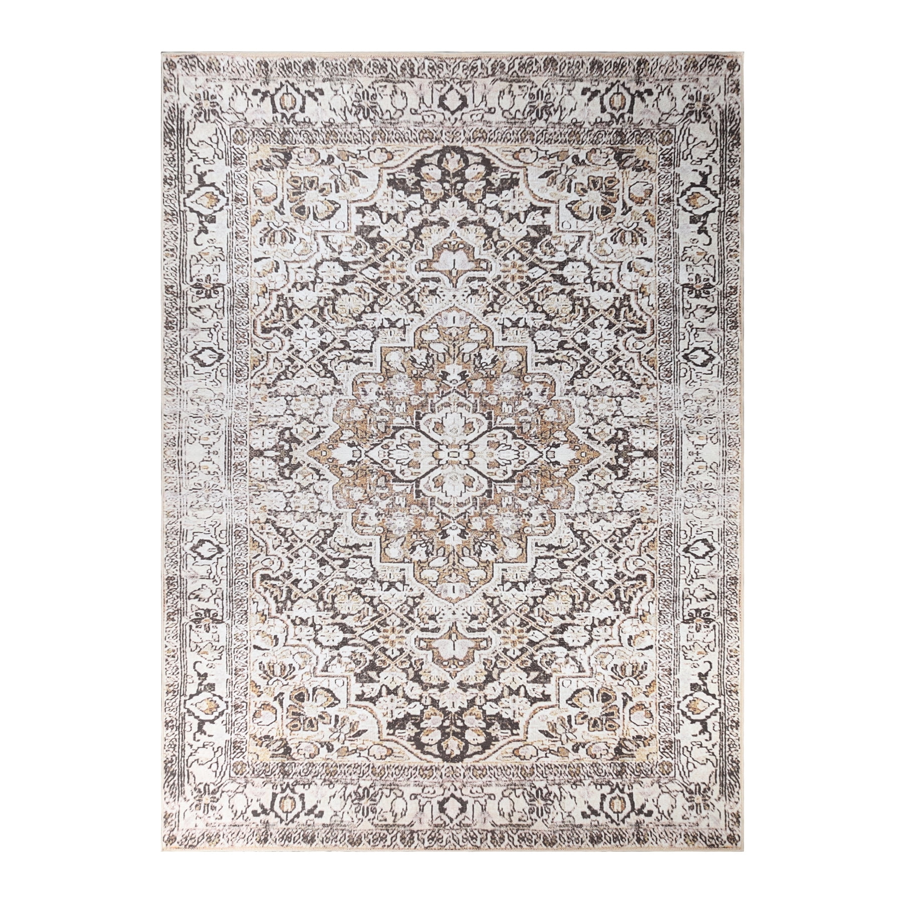 Superior Elodi Geometric Floral Indoor Area Rug,9' x 12', Mossy Gold