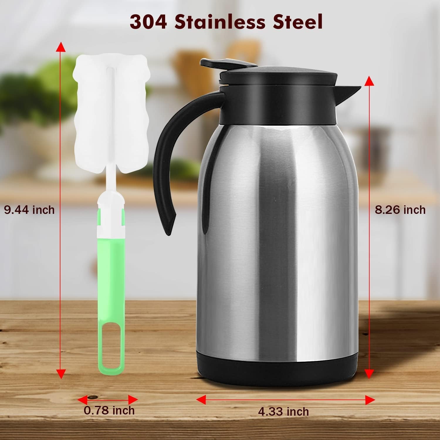 Flantor Stainless Steel Thermal Coffee Carafe Dispenser - Unbreakable  Double Wall Vacuum Thermos Flask Large Capacity 40Oz,Water Tea Pot Beverage  Tea Water Coffee Pitcher (Matte Black) 